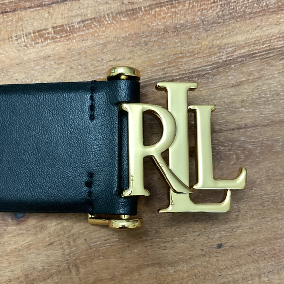 LAUREN RALPH LAUREN LEATHER BELT with GOLD MOTIF WOMAN 
SIZE XL
COLOR BLACK - Picture 9 of 11
